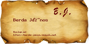Berda János névjegykártya